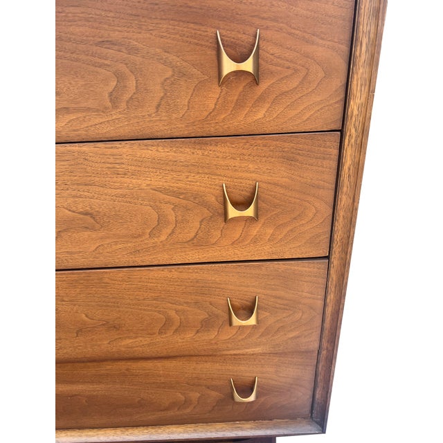 Mid-Century Modern Broyhill Brasilia Tall Dresser Highboy in Vintage Mid Century Modern Style, Attributed For Sale - Image 3 of 12