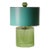 Vintage Stray Dog Design Contemporary Style Handblown Art Glass Lamp With Blue Tole/Metal Drum Shade For Sale