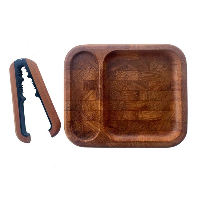 1970s Staved Teak Wood Cheeseboard and Nutcracker Set by Nissen of Denmark For Sale - Image 11 of 11