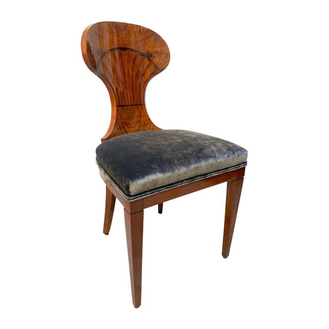 Ballon Chairs in Ash Veneer, Grey Velvet, Set of 4 For Sale - Image 6 of 18