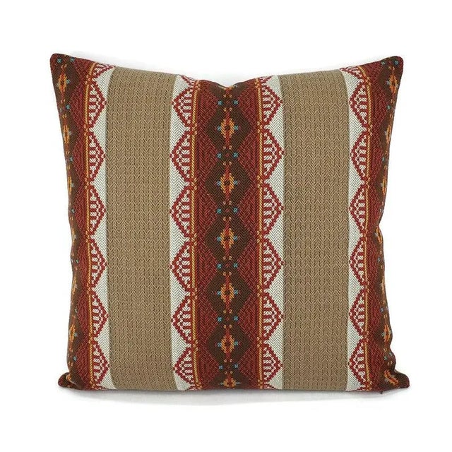 Southwestern-Style Brown & Red Stripe Pillow Cover For Sale - Image 9 of 9