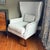 Modern Verellen Wingback Chair in Blue Linen For Sale - Image 3 of 8