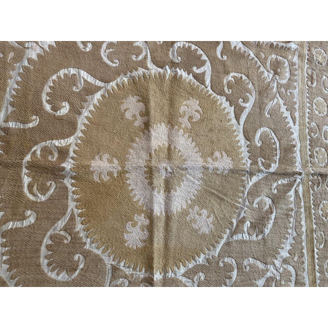 Textile Handmade Suzani Tablecloth From Central Asian 4'9'' X 5'1'' For Sale - Image 7 of 11