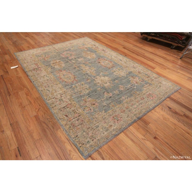 Magnificent Old World Large Scale Allover Design Light Blue Background Turkish Oushak Design Modern Room Size Rug, Country...