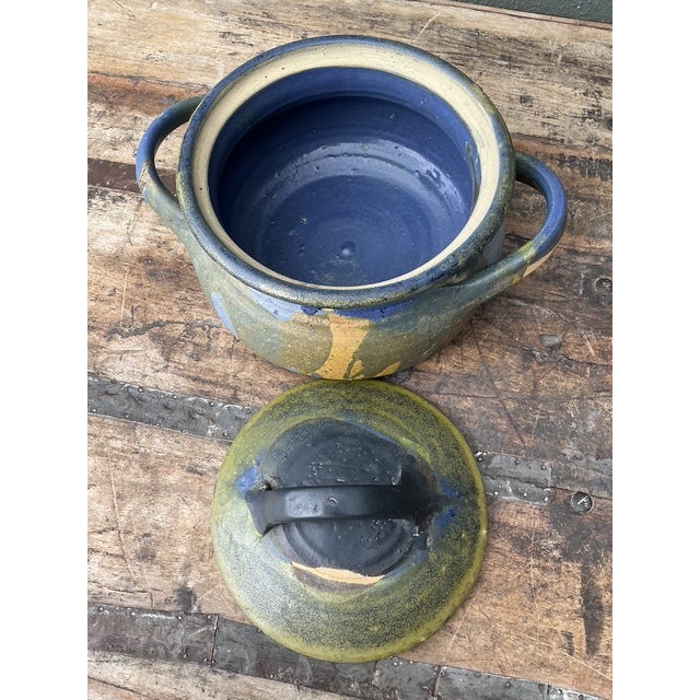 Vintage Aboriginal Studio Pottery Drip Glaze Lidded Bowl For Sale - Image 10 of 12