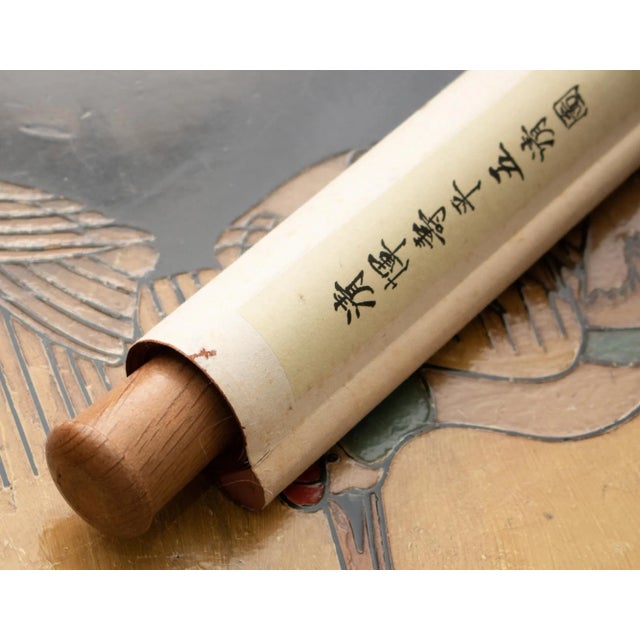 Post-1940 Showa Era Japanese Ukiyo-E Printed Monochrome Scroll of Moon Painting For Sale - Image 11 of 12