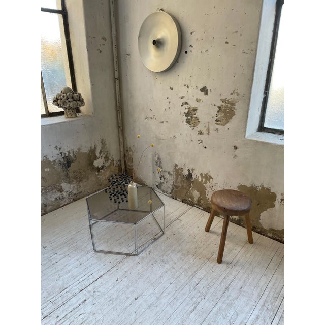 Mid-Century Modern Glass and Hexagonal Chrome Coffee Table For Sale - Image 3 of 18