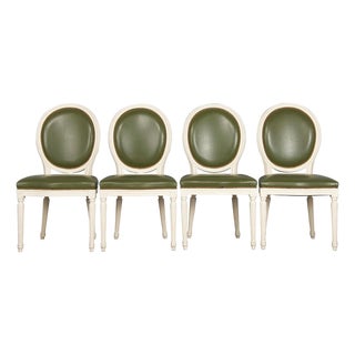 Early 20th Century Set of 4 Louis XVI Dining Chairs With Holly Hunt Leather For Sale