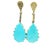 A striking pair of handcrafted Italian drop earrings in 18K yellow gold, featuring vivid pear-shaped natural turquoise...