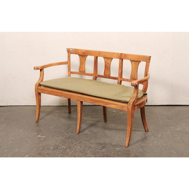 Italian 3-Chair Back Sofa Bench W/Cane Seat For Sale - Image 10 of 11