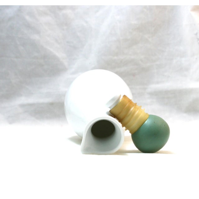 White 1980s Postmodern Memphis Olive Oil Jug Cruet White Stoneware Euro Style For Sale - Image 8 of 9