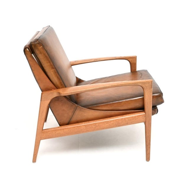 1960s Vintage Danish Oak and Leather Armchair from IB Kofod Larsen, 1960s For Sale - Image 5 of 12