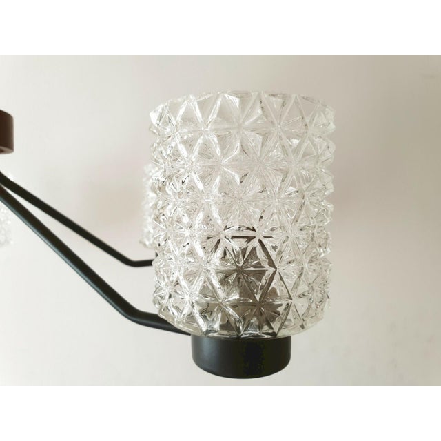 Glass Vintage Scandinavian Ceiling Chandelier in Teak, Brass, Glass and Steel, 1960s For Sale - Image 7 of 9