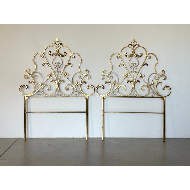Mid-Century Modern Gilded Iron Headboards, 1960s, Set of 2 For Sale - Image 3 of 10