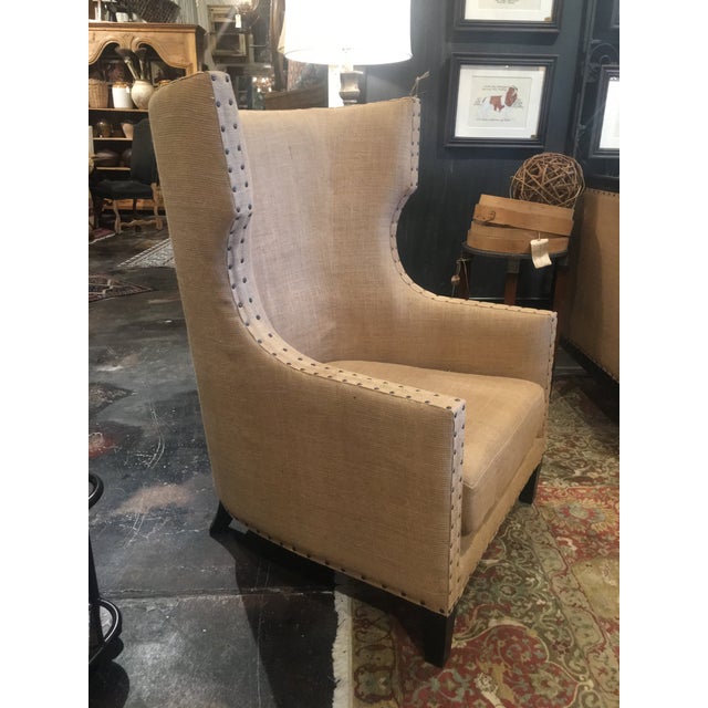 Noir Bernie Wingback Chair Chairish