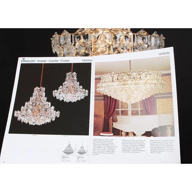 Gold Large Chandelier in Brass and Crystal Glass attributed to Kinkeldey, Germany, 1970s For Sale - Image 8 of 10
