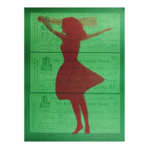 Joanne Seltzer1970s Pop Art "Dancing Lessons #2" Green, Pink Silkscreen Mod Ballet Girl Print, 1978