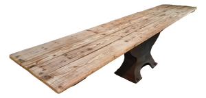 Antique Early 20th Century Industrial French Table with Cast Iron Base and Pine Top