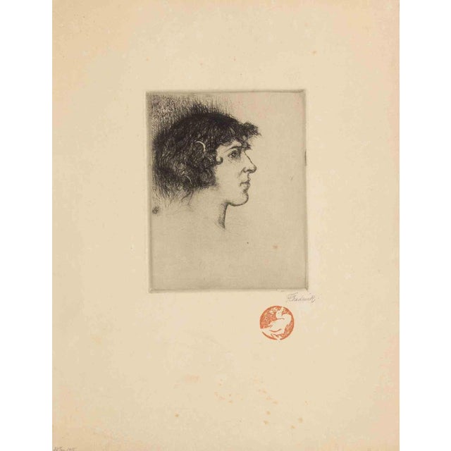 Etching and drypoint realized by Chadwick in 1915. Hand signed in pencil lower right. There is a nice red ink stamp...