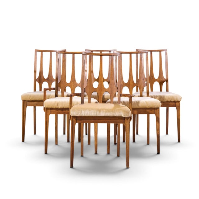 Broyhill Brasilia Mid Century Walnut Dining Chairs - Set of 6 Each armless chair measures: 20.5 wide x 22.5 deep x 38...