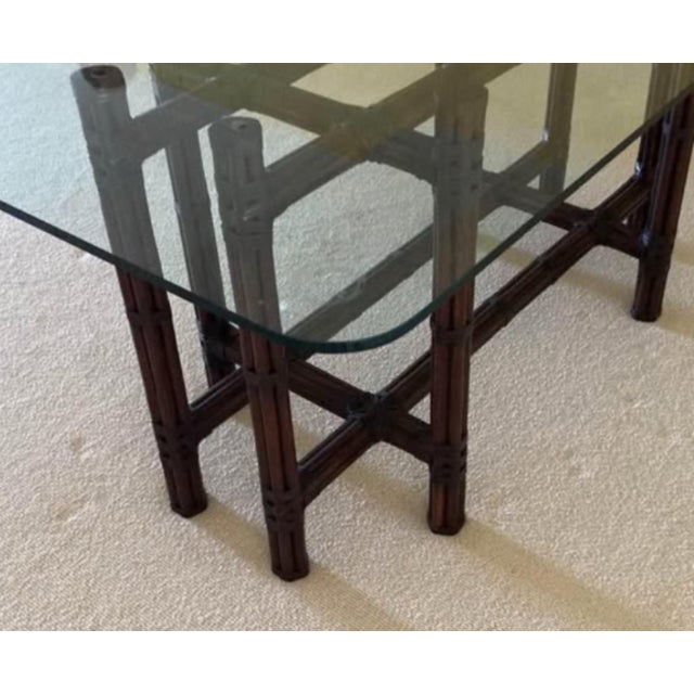 McGuire Large 6-8 Person Dining Table. Gorgeous Tobacco Black Bamboo With Large Glass Table Top. For Sale In West Palm - Image 6 of 6