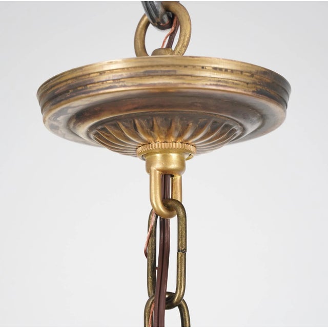Mid 20th Century Victorian Brass 4 Exposed Bulbs Pan Chandelier For Sale - Image 11 of 12