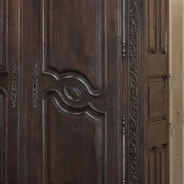 18th Century Country French Normandy Carved Oak Armoire For Sale - Image 9 of 18