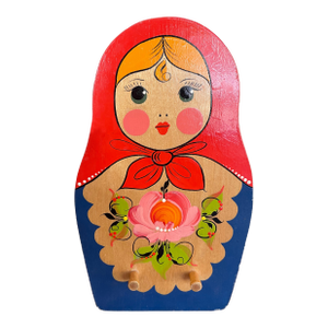 Vintage Hand-Painted Matryoshka Wooden Wall Hook Rack