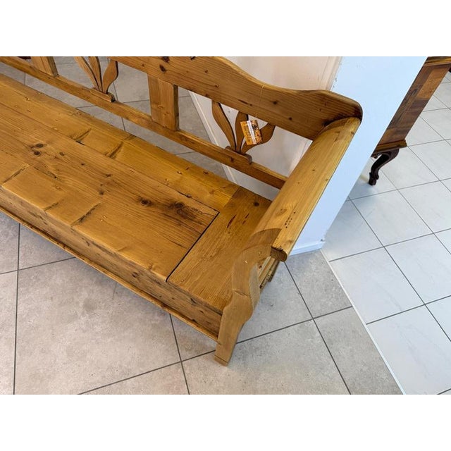 Wood Provincial Biedermeier Country House Storage Bench For Sale - Image 7 of 11