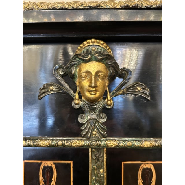 Black Napoleon III Style Soffit Cabinet in Blackened Wood with Marquetry, 19th Century For Sale - Image 8 of 10