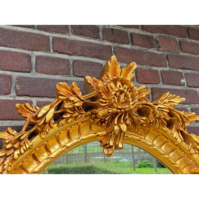 20thC Louis XVI Gilded Beech Oval Gold Leaf Wall Mirror For Sale - Image 15 of 18