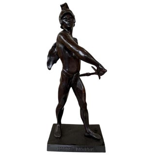 Italian Bronze Roman Gladiator Statue with Honor Patria Inscription, 20th Century For Sale