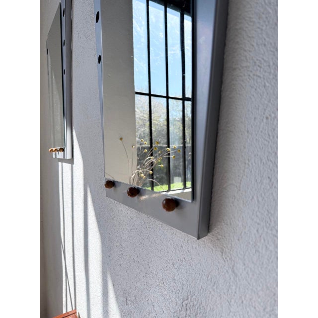 Vintage Mirrors in Chrome and Wood, 1980s, Set of 2 For Sale - Image 17 of 18