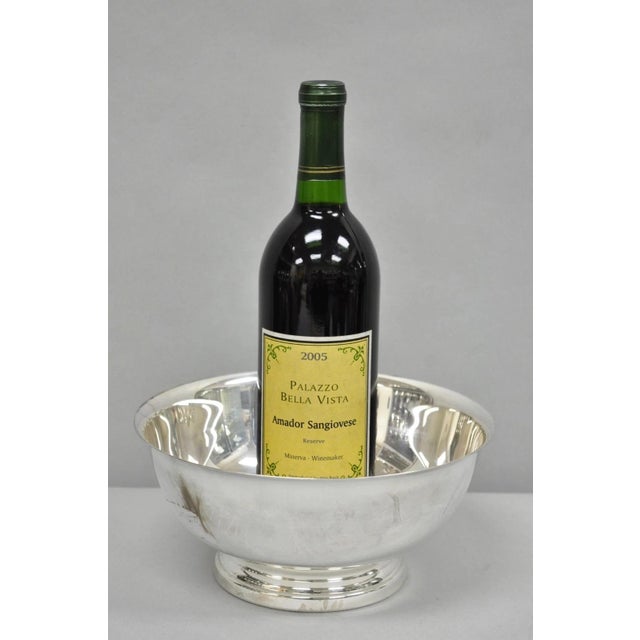 Vintage Gorham YC 781 Silver Plated 9 " Round Modern Serving Bowl. Circa Late 20th Century. Measurements: 4" H x 9" Diameter.