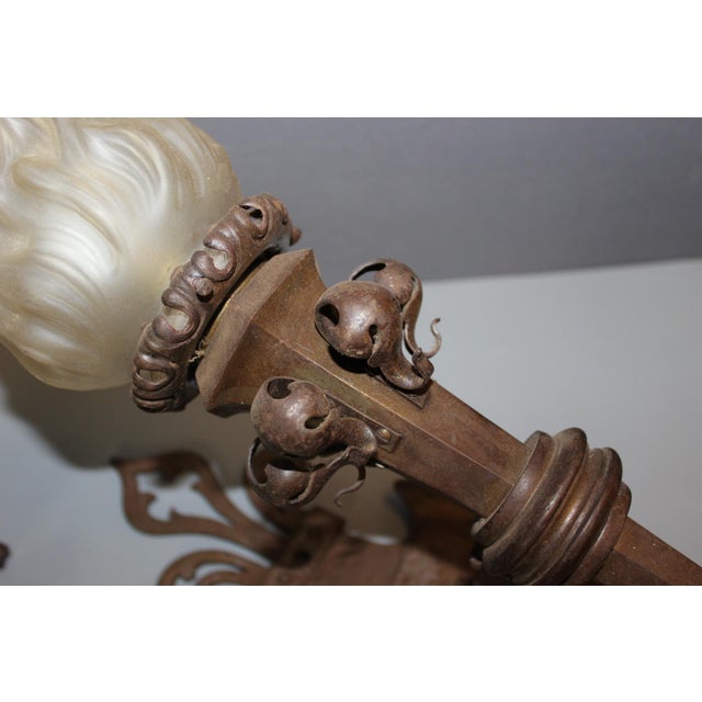 Gothic Wrought Iron Wall Sconces, 1890s, Set of 2 For Sale - Image 12 of 14