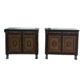 Thomasville Ernest Hemingway Kilimanjaro Collection Black Fossil Stone Top Chest - Set of 2 For Sale