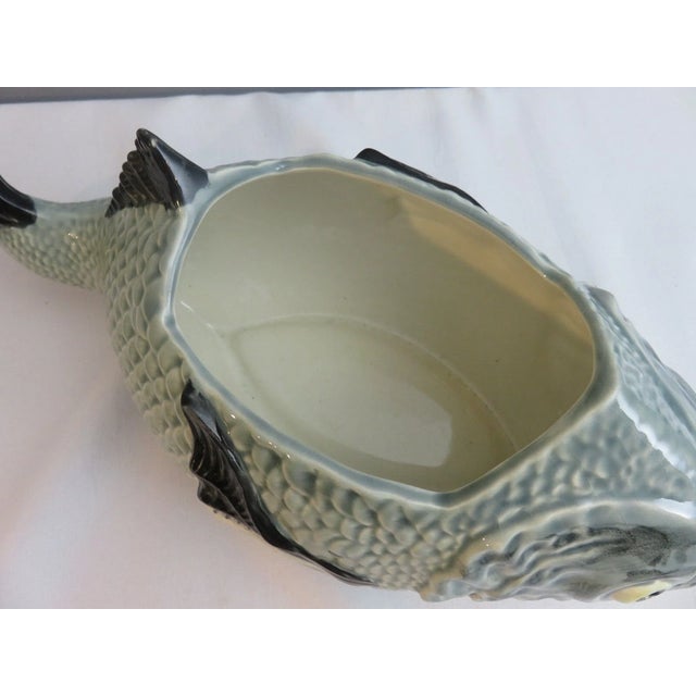 1990s Vintage Mid-Century Modern Neiman Marcus Portugal Porcelain Fish Soup Tureen For Sale - Image 5 of 7