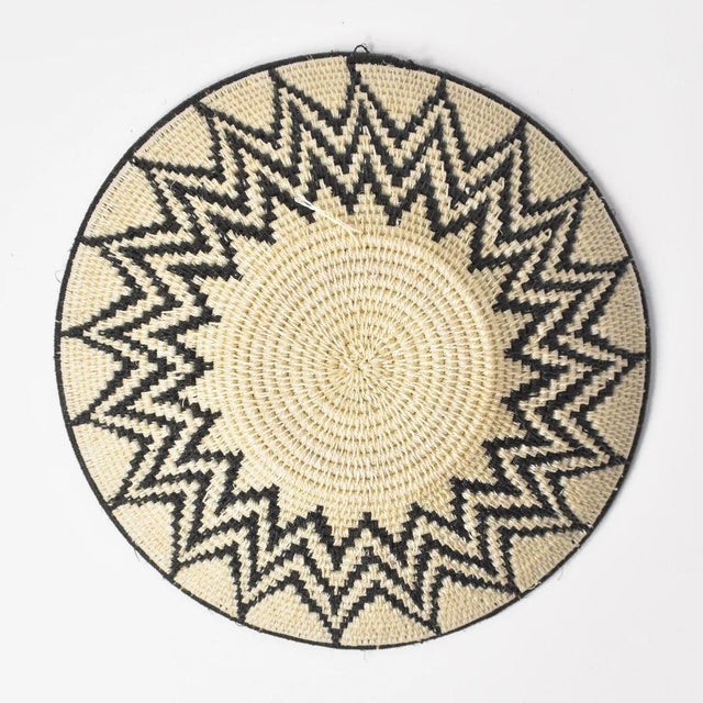 Early 20th Century Sisal Handwoven Black and White Star Basket Eswatini 8inch For Sale In Denver - Image 6 of 8