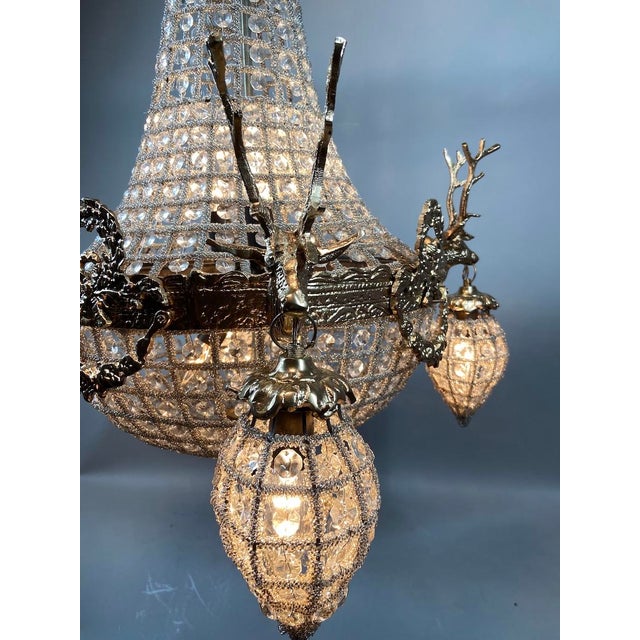 Gold 1970s French Louis XVI Gold Bronze Deer Head Chandelier 10Lt For Sale - Image 8 of 18