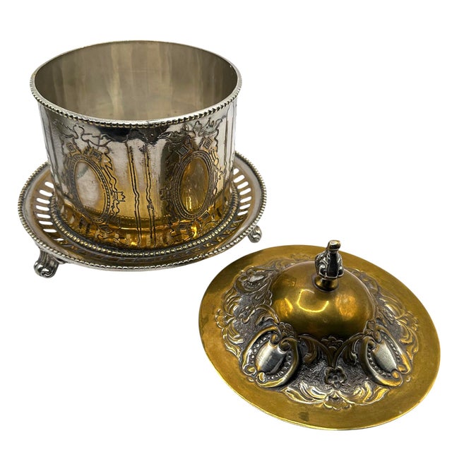 Antique Silver-Plated Footed Biscuit Barrel For Sale In Birmingham - Image 6 of 12