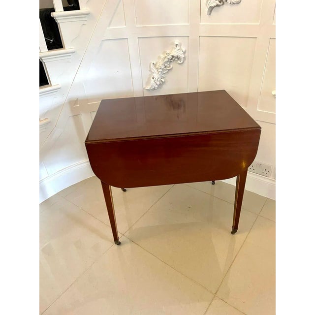 Antique George III Mahogany Inlaid Pembroke Table For Sale - Image 4 of 11