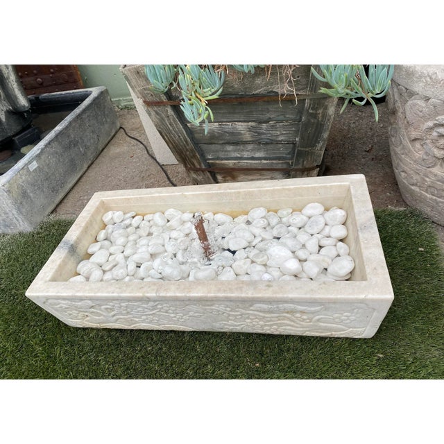 Stone Vintage White Marble Garden Fountain For Sale - Image 7 of 9