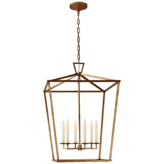 Chapman & Myers for Visual Comfort Signature Darlana Extra Large Lantern in Gilded Iron For Sale