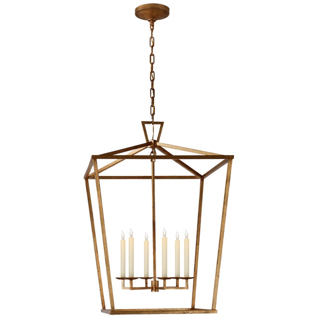 Chapman & Myers for Visual Comfort Signature Darlana Extra Large Lantern in Gilded Iron For Sale