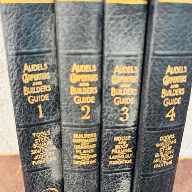 Complete four-volume set of Audels Carpenters and Builders Guide, Volumes 1–4, published by Theo. Audel & Co. Copyright...