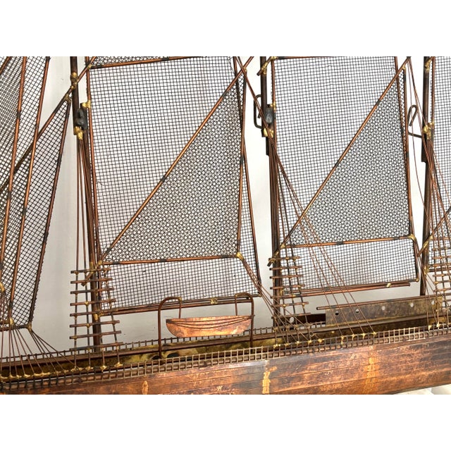 1970s Modern Copper Schooner Sailing Ship Wall Sculpture by Curtis Jeré For Sale - Image 9 of 11