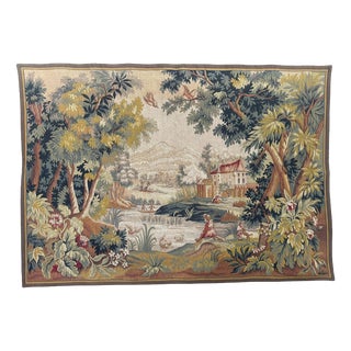 Vintage Jacquard Tapestry with Lauragais Landscape in the style of Aubusson, 1960s For Sale