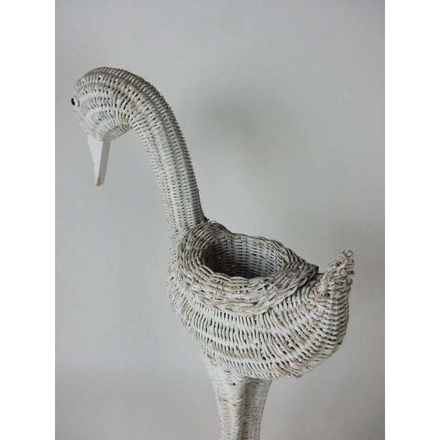 1970s Antique Painted Wicker Flamingo Planter Stand Palm Beach For Sale - Image 5 of 9