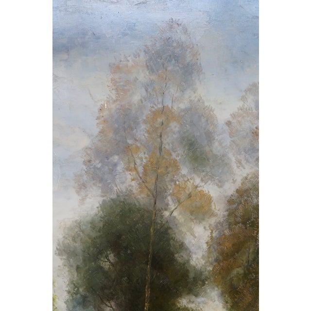 Late 20th Century L. Stephano Impressionist Country Farmhouse Landscape Oil Painting 83" For Sale - Image 9 of 15