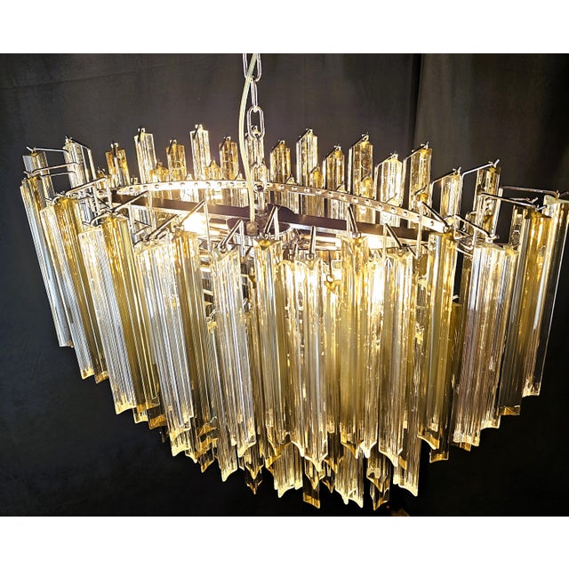 Tan Vintage Murano Glass Trihedral Prisms Chandelier in the style of Venini, Italy, 2010s For Sale - Image 8 of 12